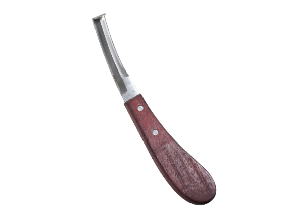 Wood handle curved hoof trimming knife for cattle horse farm use